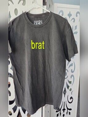Charli XCX Brat Tour Graphic Tee Faded Black Mens M NWOT Official Album Merch